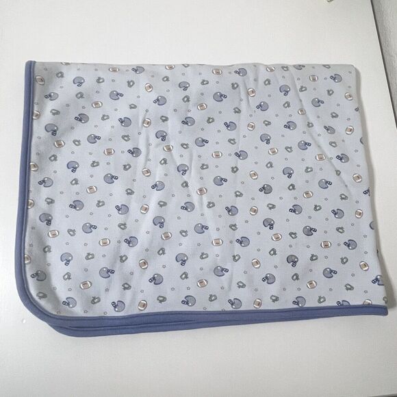 Carter's Just One Year Blue Football Baby Receiving Blanket Little Athlete Lovey - Picture 5 of 12